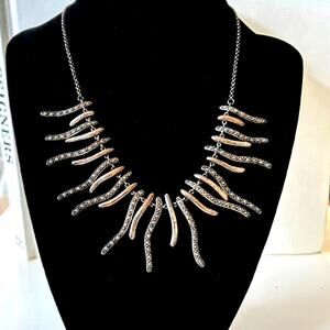 Vintage Brutalist Marcasite Tentacle Necklace, 925, Floating , Oxidized Patina